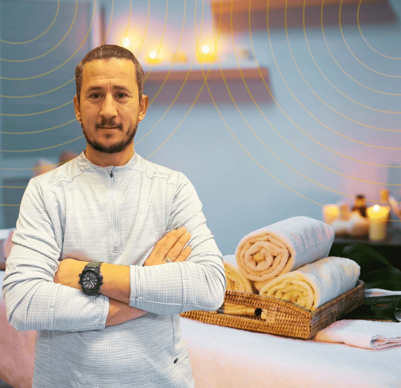 Mobile Massage Hygieia Wellness – professionelle Behandlung und zufriedene Kundin